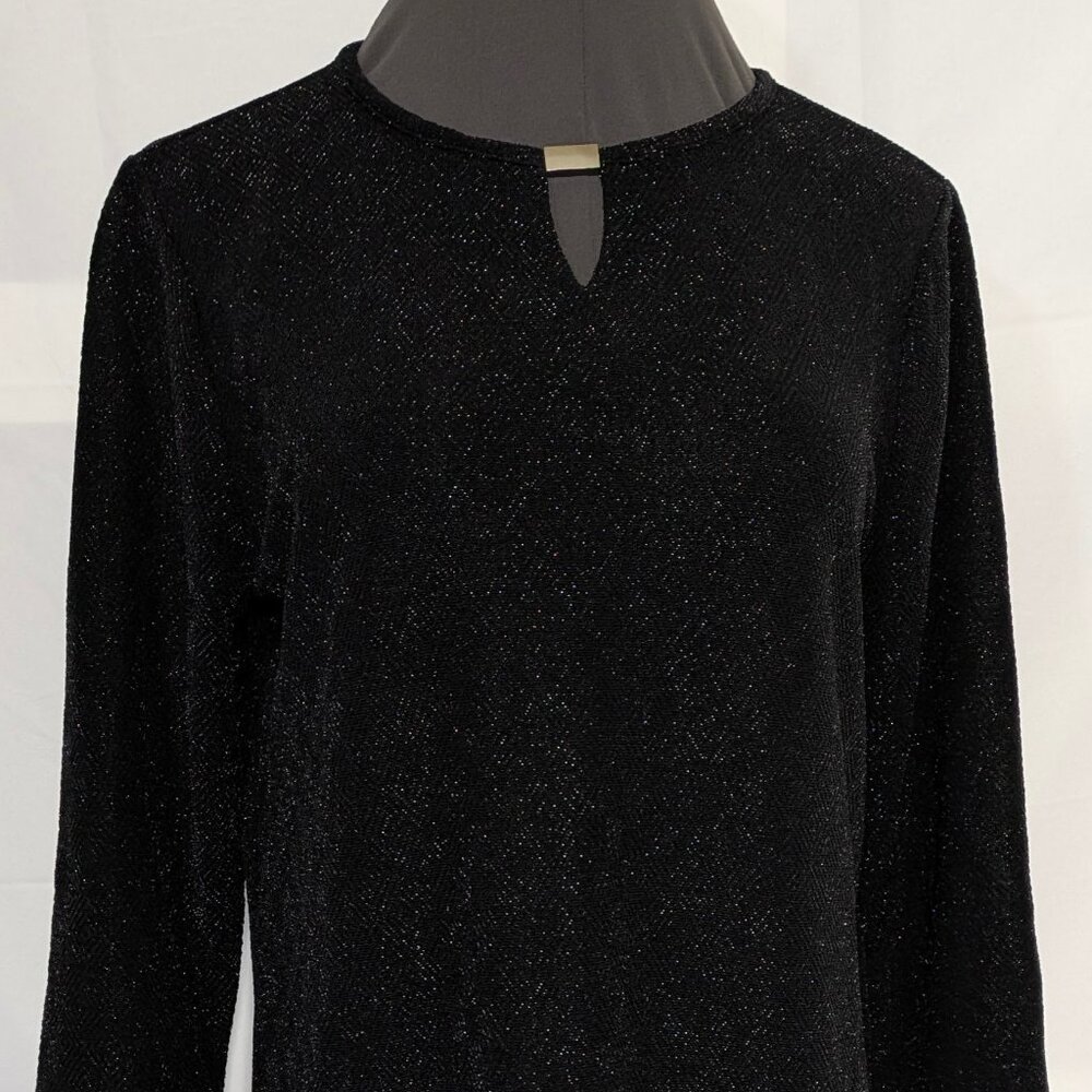 Chico's Black and Silver Lurex 3/4 sleeve top